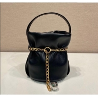 Luxury Cheap Prada Petit Sac Noir mini nappa leather bucket bag 1BE088 Black 2025