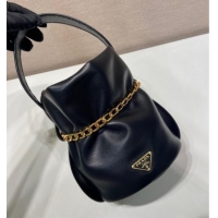 Luxury Cheap Prada Petit Sac Noir mini nappa leather bucket bag 1BE088 Black 2025