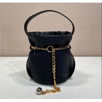 Buy Fashionable Prada Petit Sac Noir mini nylon bucket bag 1BE088 Black 2025