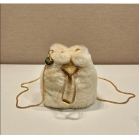 Super Quality Prada Shearling mini pouch 1NR016 Ecru Beige 2025