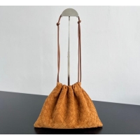 Best Price Bottega Veneta Medium Dustbag in Intrecciato Suede 796728 Amber Brown 2025