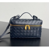 Promotional Bottega Veneta Bang Bang Vanity Case in Intrecciato Leather 789109 Midnight Blue 2025
