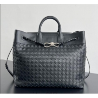 Best Price Bottega Veneta Mens Intrecciato Leather Andiamo Voyager Tote Bag 827066 Black 2025