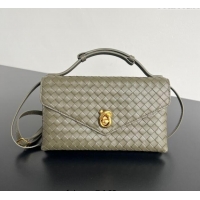 Top Design Bottega Veneta Knot Lock Cross-body Bag in Intrecciato Leather 817191 Travertine Green 2025