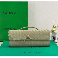 Best Price Bottega Veneta Long Clutch Bag Andiamo in Intrecciato Leather 741511 Travertine Green 2025