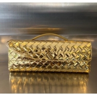 Best Product Bottega Veneta Long Clutch Bag Andiamo in Glazed Leather 741511 Gold 2025