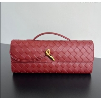 Promotional Bottega Veneta Long Clutch Bag Andiamo in Intrecciato Leather 741511 Barolo Red 2025