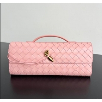 Luxury Cheap Bottega Veneta Long Clutch Bag Andiamo in Intrecciato Leather 741511 Rose Pink 2025