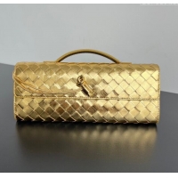 Buy Discount Bottega Veneta Long Clutch Bag Andiamo in Intrecciato Leather 741511 Gold 2025