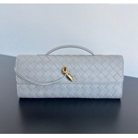 Super Quality Bottega Veneta Long Clutch Bag Andiamo in Intrecciato Leather 741511 Silver Grey 2025