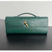 Discount Bottega Veneta Long Clutch Bag Andiamo in Crocodile Embossed Leather 741511 Emerald Green 2025
