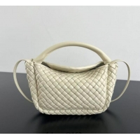 Shop Promotional Bottega Veneta Small Cobble Top Handle bag in Intreccio Leather 805739 Sea Sault 2025