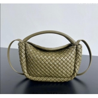 Super Quality Bottega Veneta Small Cobble Top Handle bag in Intreccio Leather 805739 Seaweed Green 2025