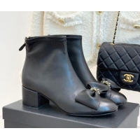 Purchase Chanel Lambskin Heel Ankle Boots with Bow Black 2026 CH110303 1103122