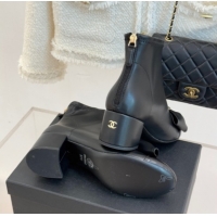 Purchase Chanel Lambskin Heel Ankle Boots with Bow Black 2026 CH110303 1103122