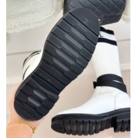 Sophisticated Chanel Knit and Calfskin Medium Boots with Buckle White CH11030317 1103128