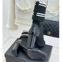 Sumptuous Chanel Knit and Patent Calfskin Ankle Boots 7cm Black 2025 CH11030318 1103131