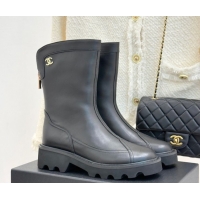 Unique Style Chanel Calfskin Leather Platform Ankle Boots Black 2025 CH11030319 1103133