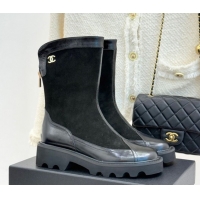 Best Product Chanel Suede and Patent Leather Platform Ankle Boots Black 2025 CH11030319 1103135