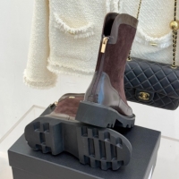 Luxury Chanel Suede and Patent Leather Platform Ankle Boots Brown 2025 CH11030319 1103136