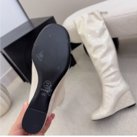 Classic Hot Chanel Patent Leather Wedge Thigh High Boots White 2025 CH110322 1103154