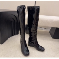 Popular Style Chanel Patent Leather Wedge Thigh High Boots Black 2025 CH110322 1103156