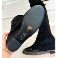Pretty Style Chanel Suede and Calfskin Wedge High Boots 6.5cm Black 2025 G46563 1103157