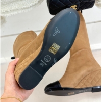 Top Grade Chanel Suede and Calfskin Wedge High Boots 6.5cm Brown 2025 G46563 1103158