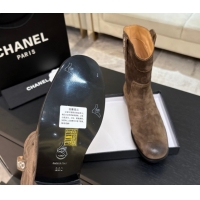Durable Chanel Suede Flat Ankle Boots Brown 2025 CH110401 1104001