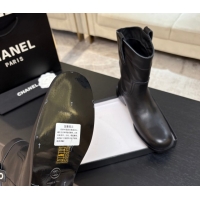 Luxury Chanel Calfskin Leather Flat Ankle Boots Black 2025 CH110401 1104004