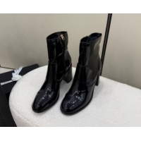 Good Quality Chanel Patent Calfskin Leather Heel Ankle Boots 5cm Black 2025 G46789 1104013