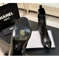 Unique Style Chanel Calfskin & Patent Leather Heel Ankle Boots 4.5cm Black 2025 G46789 1104016