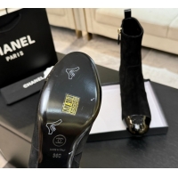 Best Grade Chanel Suede & Patent Leather Heel Ankle Boots 4.5cm Black 2025 G46789 1104017