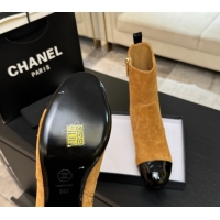 Purchase Chanel Suede & Patent Leather Heel Ankle Boots 4.5cm Yellow 2025 G46789 1104018