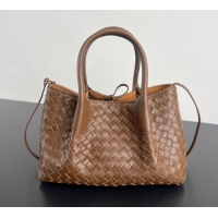 Grade Quality Bottega Veneta Small Pinacoteca Tote Bag in Intrecciato Leather and Suede 819004 Nocciola Brown/Amber Yell