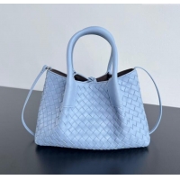 Market Sells Bottega Veneta Small Pinacoteca Tote Bag in Intrecciato Leather and Suede 819004 Lunar Blue/Fondant Brown 2