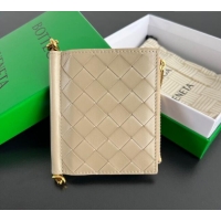 Original Cheap Bottega Veneta Solstice Small Bi-Fold Wallet in Intrecciato Leather 788055 Beige 2025