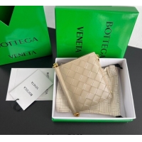Original Cheap Bottega Veneta Solstice Small Bi-Fold Wallet in Intrecciato Leather 788055 Beige 2025