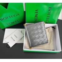 Top Grade Bottega Veneta Solstice Small Bi-Fold Wallet in Intrecciato Leather 788055 Grey 2025