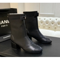 Shop Cheap Chanel Stretch Lambskin Short Boots 5cm with Bow Black 2025 G46755 1104022