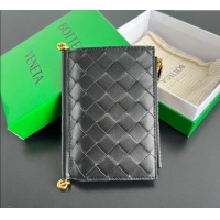 Modern Classic Bottega Veneta Solstice Medium Bi-Fold Wallet in Intrecciato Leather 806078 Black 2025