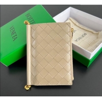 Inexpensive Bottega Veneta Solstice Medium Bi-Fold Wallet in Intrecciato Leather 806078 Beige 2025