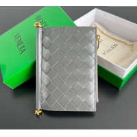 Popular Style Bottega Veneta Solstice Medium Bi-Fold Wallet in Intrecciato Leather 806078 Grey 2025