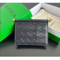Spot Bulk Bottega Veneta Solstice Business Card Case in Intrecciato Leather 810596 Blue 2025