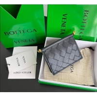 Spot Bulk Bottega Veneta Solstice Business Card Case in Intrecciato Leather 810596 Blue 2025