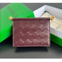 Cheap Wholesale Bottega Veneta Solstice Business Card Case in Intrecciato Leather 810596 Barolo Red 2025