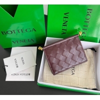 Cheap Wholesale Bottega Veneta Solstice Business Card Case in Intrecciato Leather 810596 Barolo Red 2025