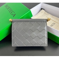 Luxury Cheap Bottega Veneta Solstice Business Card Case in Intrecciato Leather 810596 Grey 2025