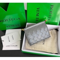 Luxury Cheap Bottega Veneta Solstice Business Card Case in Intrecciato Leather 810596 Grey 2025