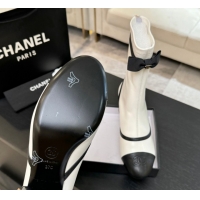 Grade Quality Chanel Stretch Lambskin Short Boots 5cm with Bow White 2025 G46755 1104024